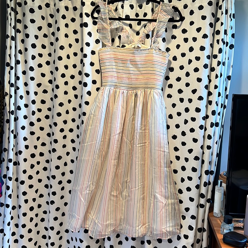 Madewell rainbow flutter sleeve midi dress